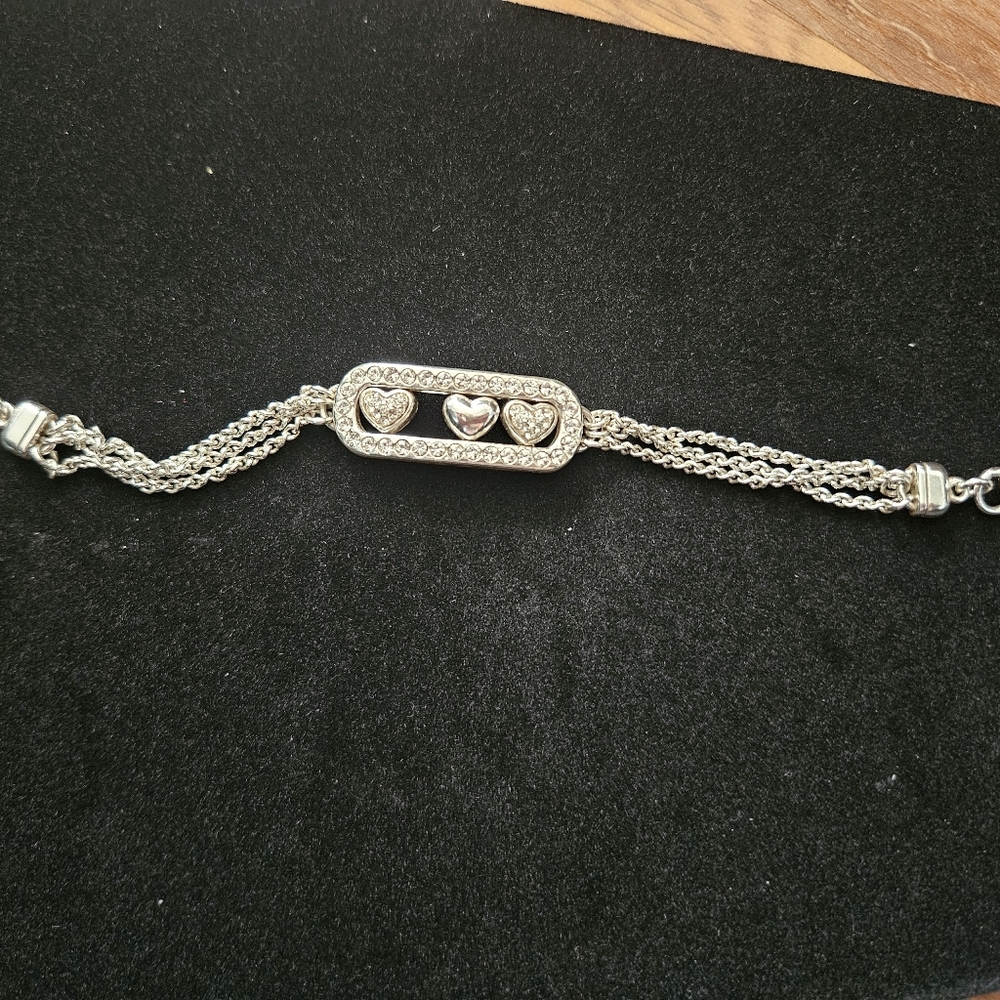 Brighton Silver Crystal Heart Drop Necklace - Picture 2 of 4